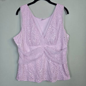 Venus Womens Lace Babydoll Tank Top Size XL Purple Delicate Soft Girl Coquette